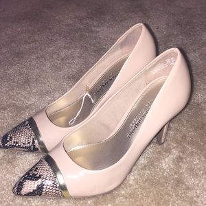 Christian Siriano snake print heels.